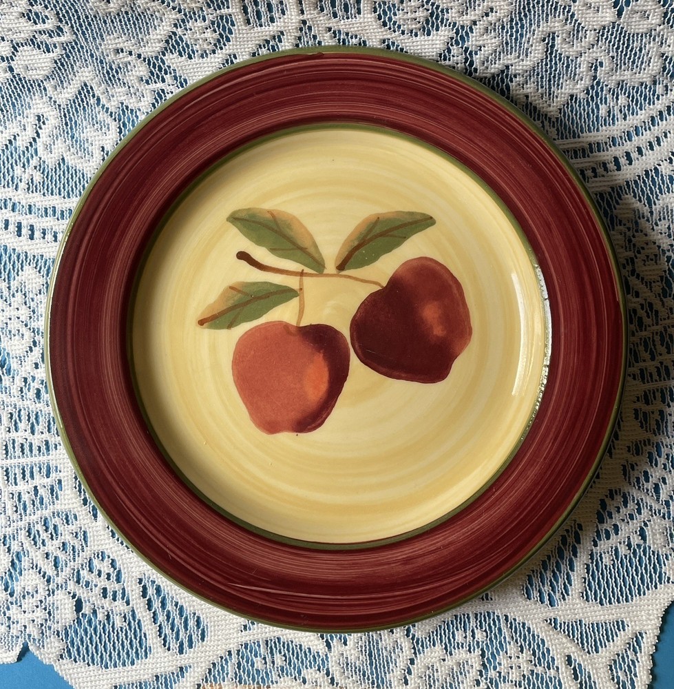 HARTSTONE POTTERY SALAD DESSERT STONEWARE PLATE Red Apples