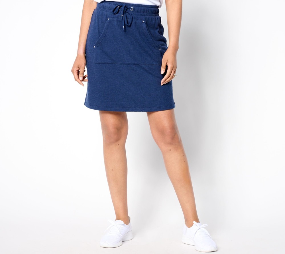 Sport Savvy Women's Skirt Sz XL Textured Terry Skort with Centered Blue A646886