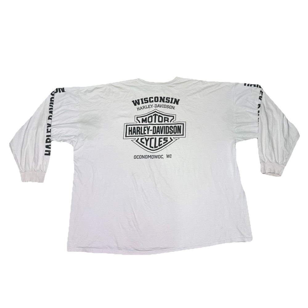 Harley Davidson Mens Size 5XL Motorcycle Long Sleeve Shirt Oconomowoc Biker Tee