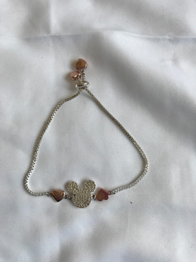 DISNEY LOVE MICKEY MOUSE ADJUSTABLE BRACELET TWO TONE Silver Tone