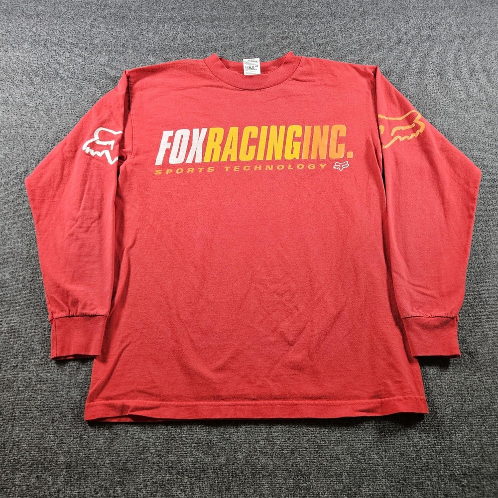 Fox Racing Shirt Mens Medium Red Long Sleeve Sports Technology Motocross Y2K