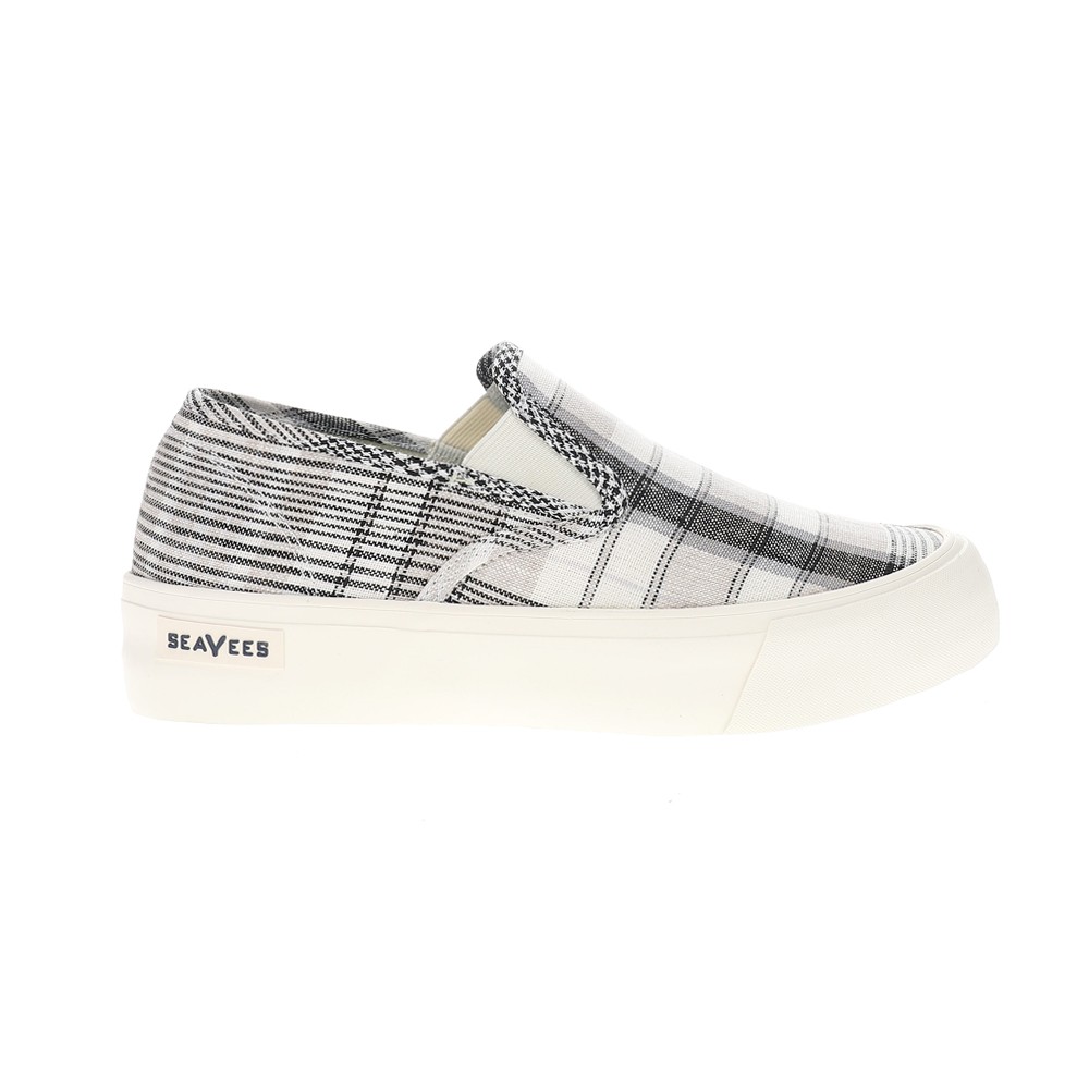 SeaVees Baja Plaid Slip On Platform  Womens White Sneakers Casual Shoes W024A24L