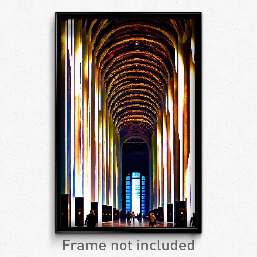 Pixel Art Poster - Nice Barcelona (8 Bit Psychedelic Trippy Video Game Print)