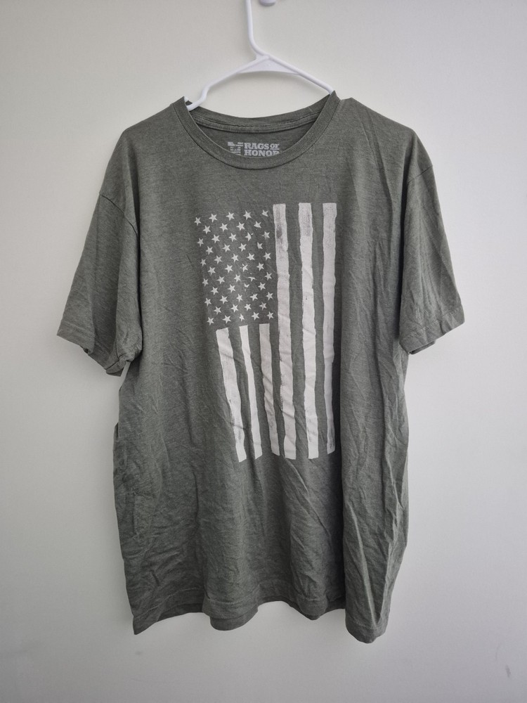 Green rags of honor american flag t shirt XL