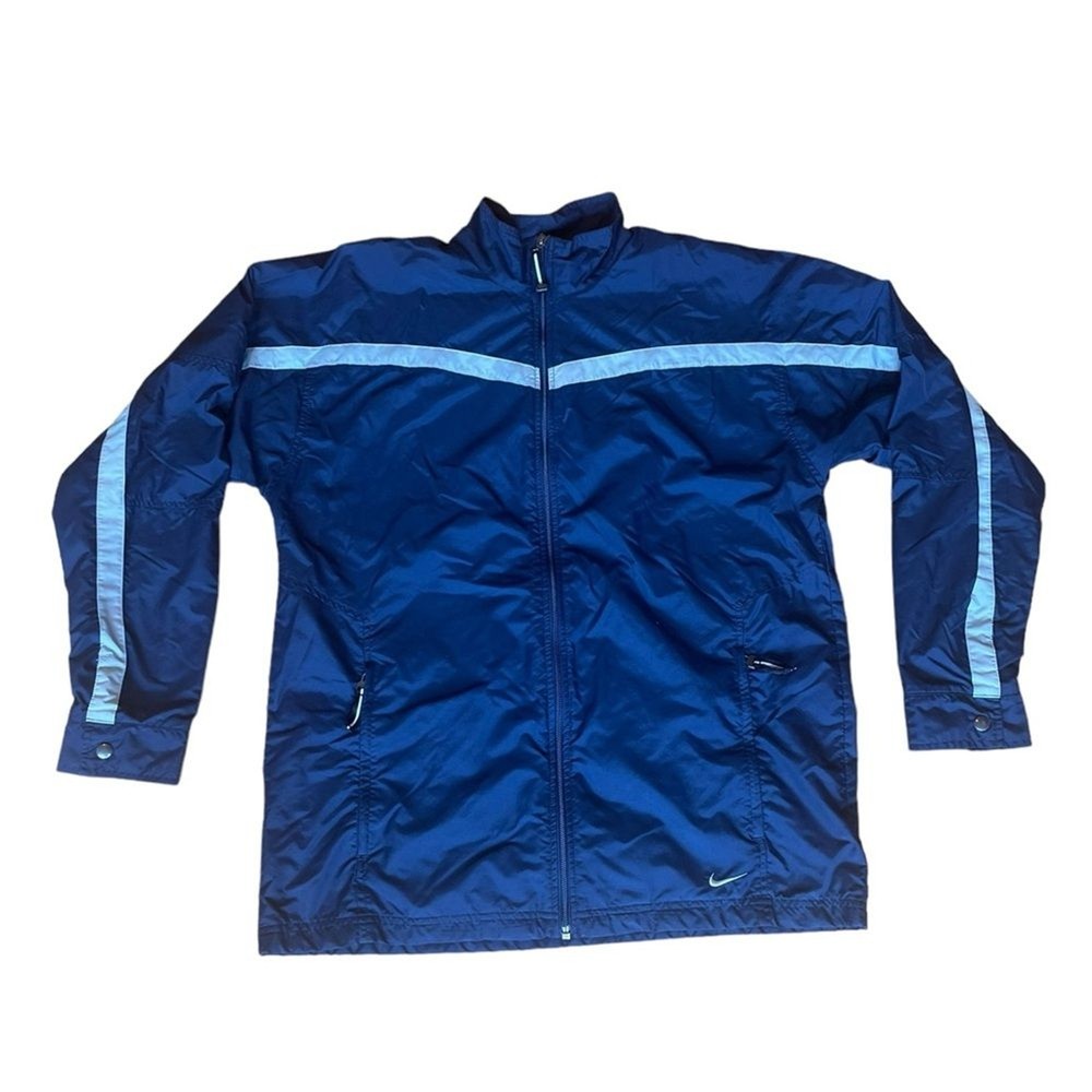 Nike Vintage Y2K Windbreaker Jacket Navy Blue Mens Medium