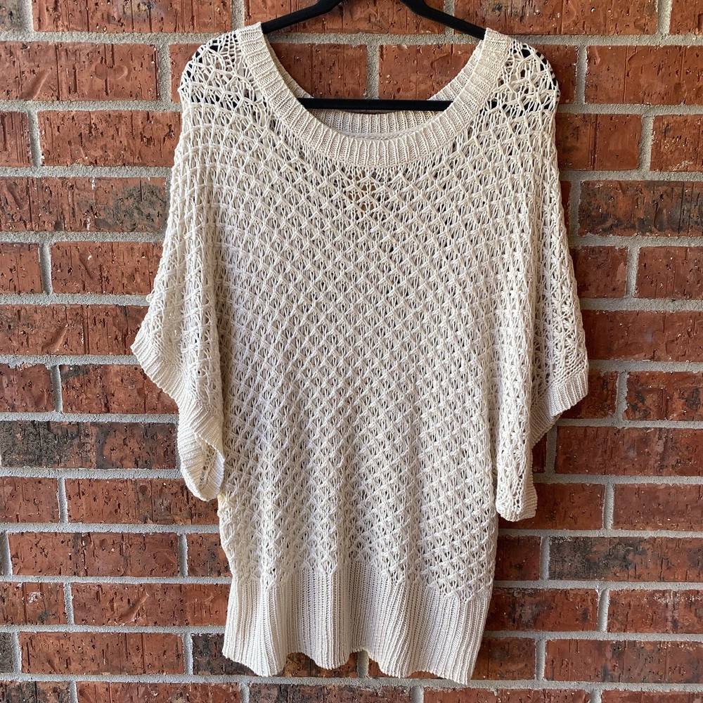 Cato Sz 22/24 Women Crocheted Short Sleeves Over Shirt Blouse