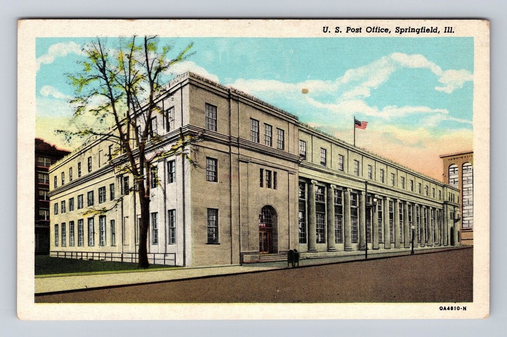 Springfield IL-Illinois, US Post Office, Antique, Vintage Souvenir Postcard