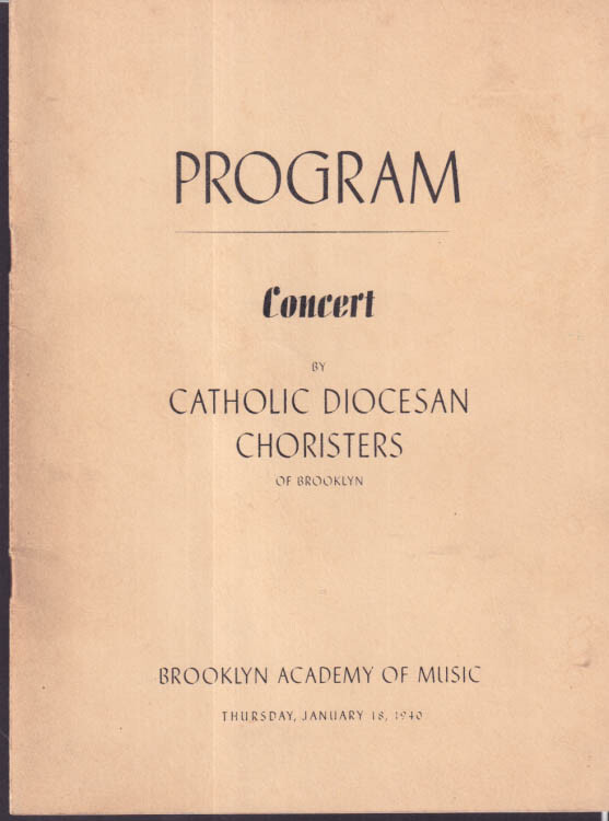 Catholic Diocesan Choristers Concert Program Brooklyn Academy of Music 1940-image
