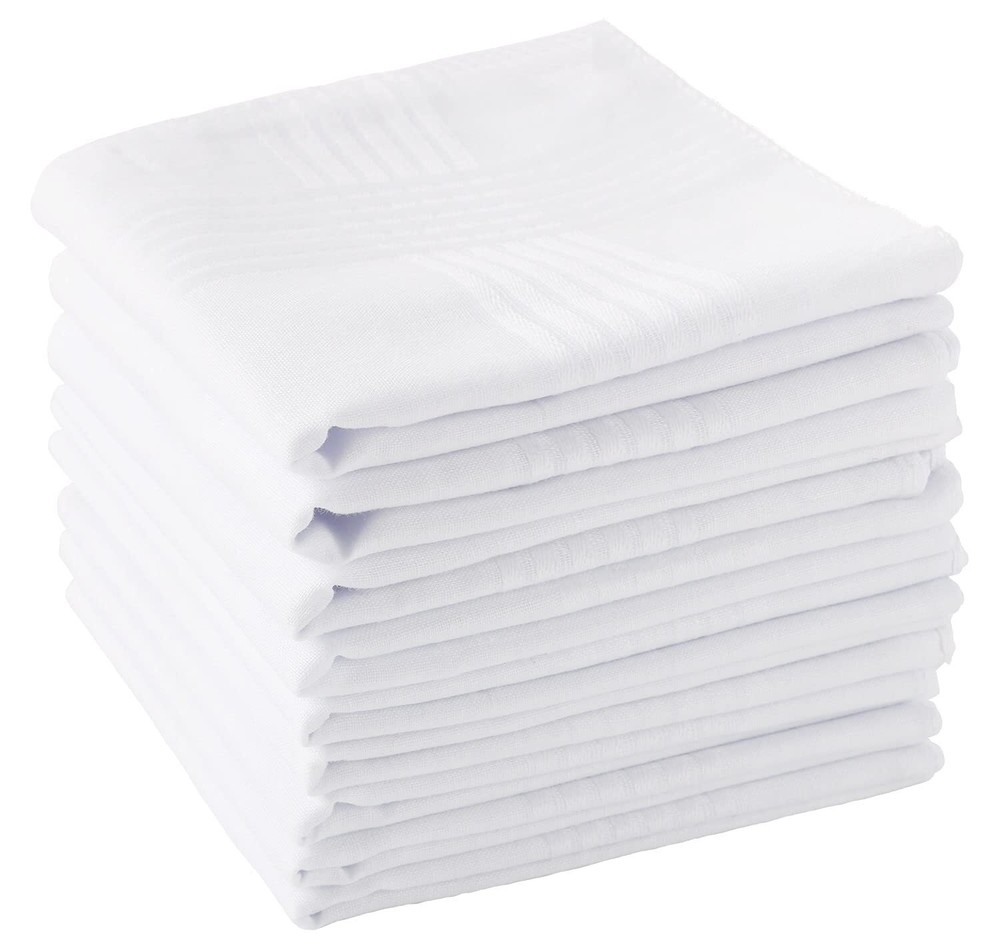 tScotamalone Men'S Handkerchiefs 100% Soft Cotton White Hankie Hankerchieves