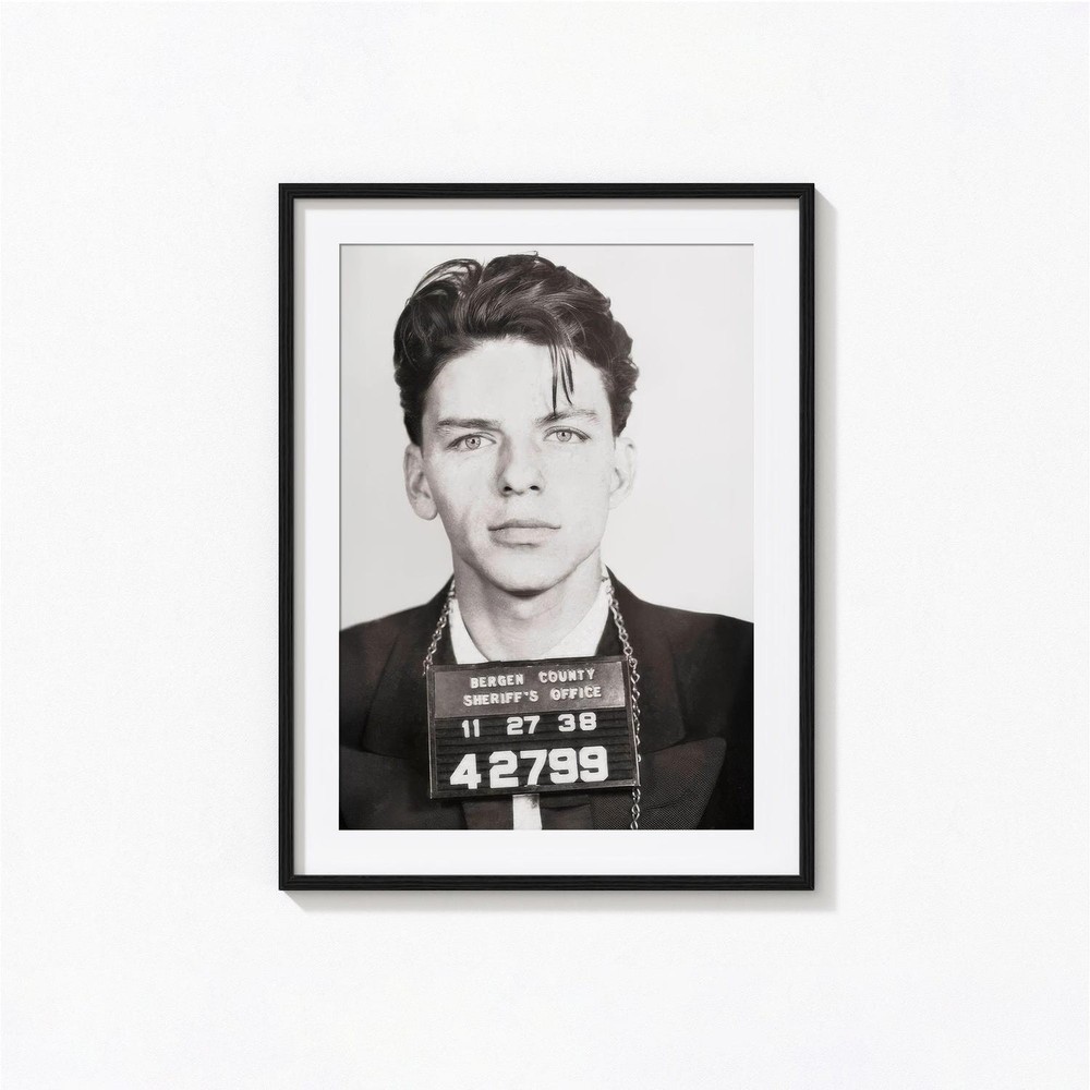 Frank Sinatra Mugshot Black & White Vintage Photography Wall Art Print