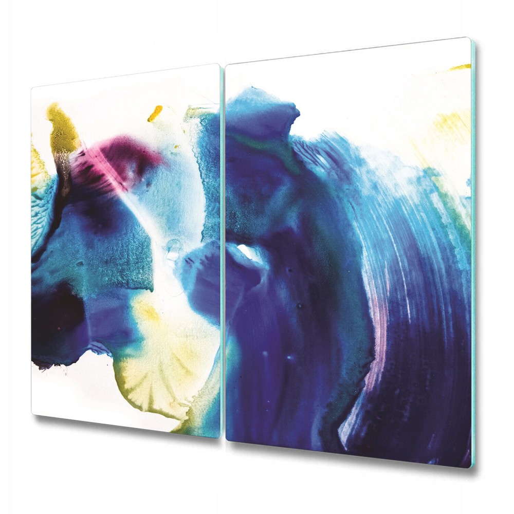 Glass Chopping Board Worktop Saver Blue Paint Stains Smeared Watercolour 2x30x52
