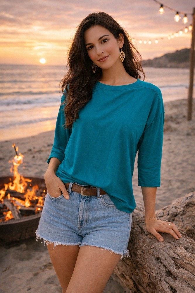 J Jill Size Small Green 3/4 Sleeves