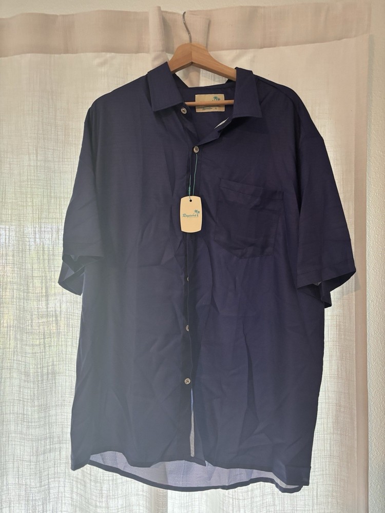Royaura Hawaiian Men's XL Bluish-Purple Short Sleeve Button-Up Shirt