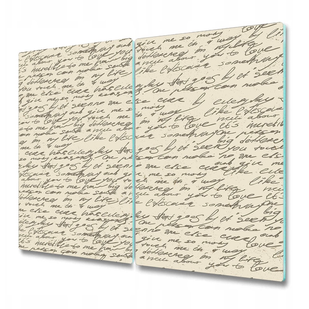 Glass Worktop Saver Kitchen Handwriting on old vintage paper black & gray