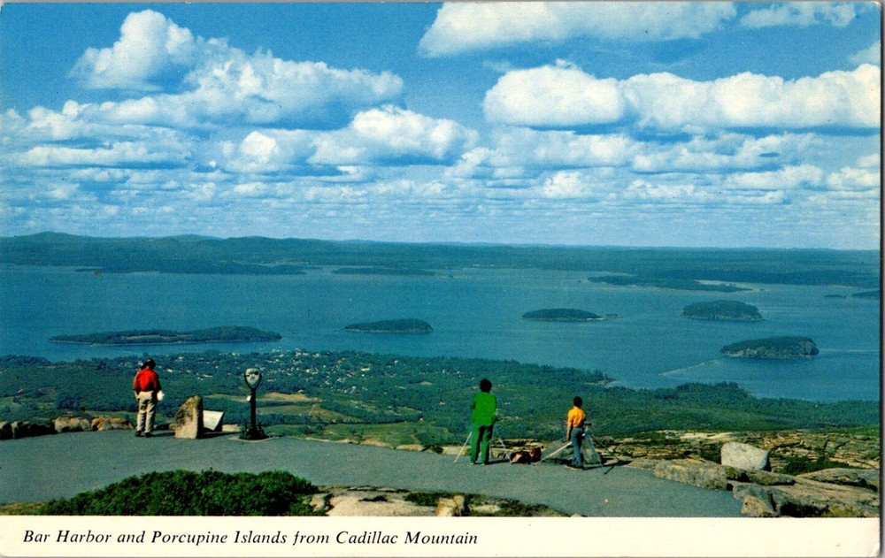 Postcard Bar Harbor Porcupine Islands View From Acadia National Park Maine-image