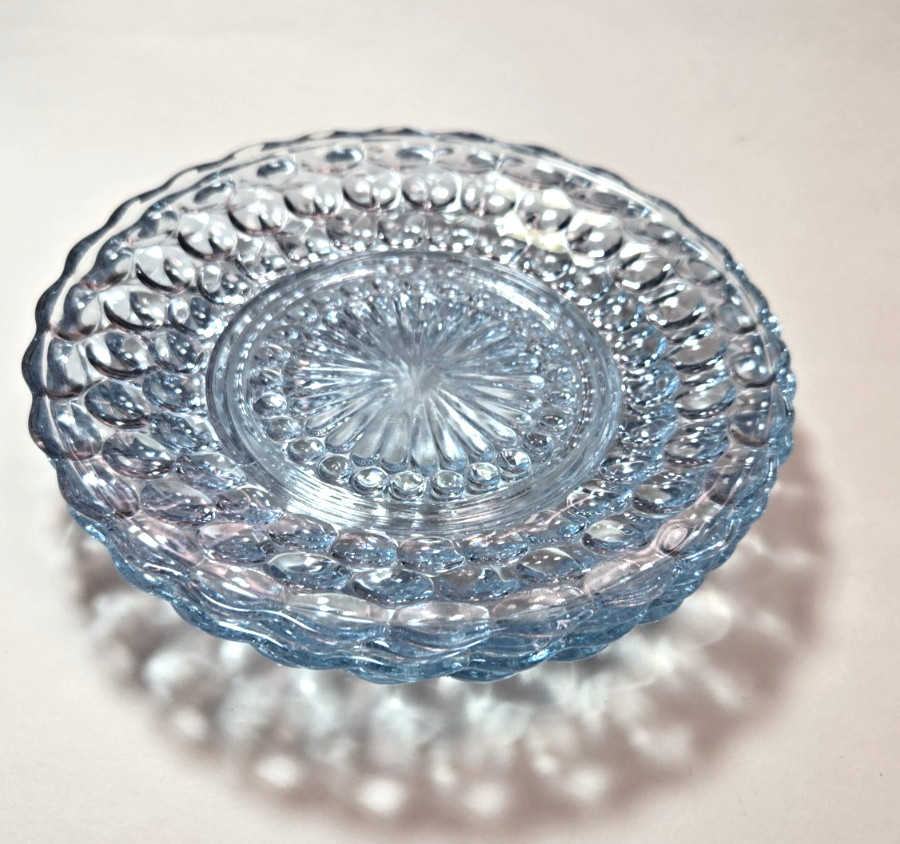 Vintage Anchor Hocking Blue Bubble Blue Bread/Dessert Plates Set of 4