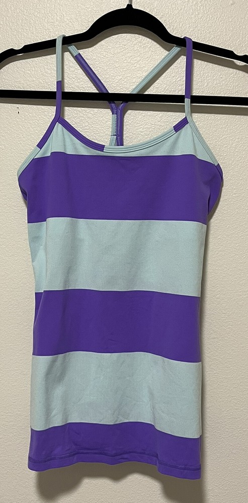 Lululemon Power Y Tank Luon Light Bold Stripe Power Purple Blue 6 Athleisure