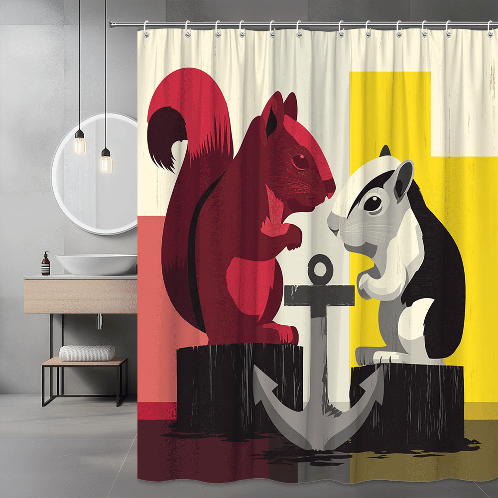 Squirrel Anchor Shower Curtain Graphic Animal Print