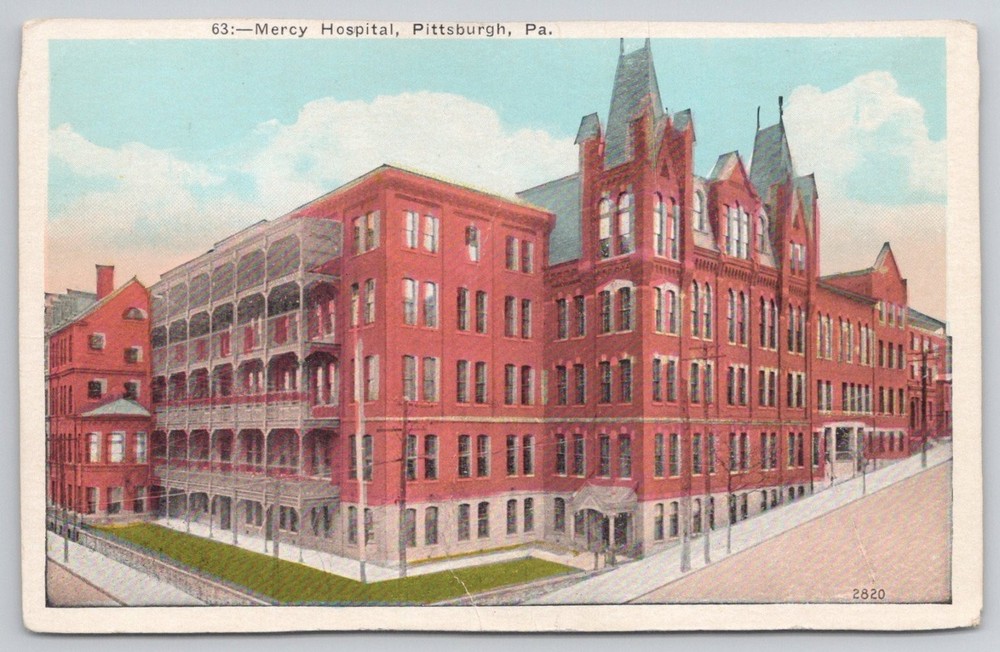 Mercy Hospital Pittsburgh PA Vintage Postcard H.A. Schafer News Co. 1910s