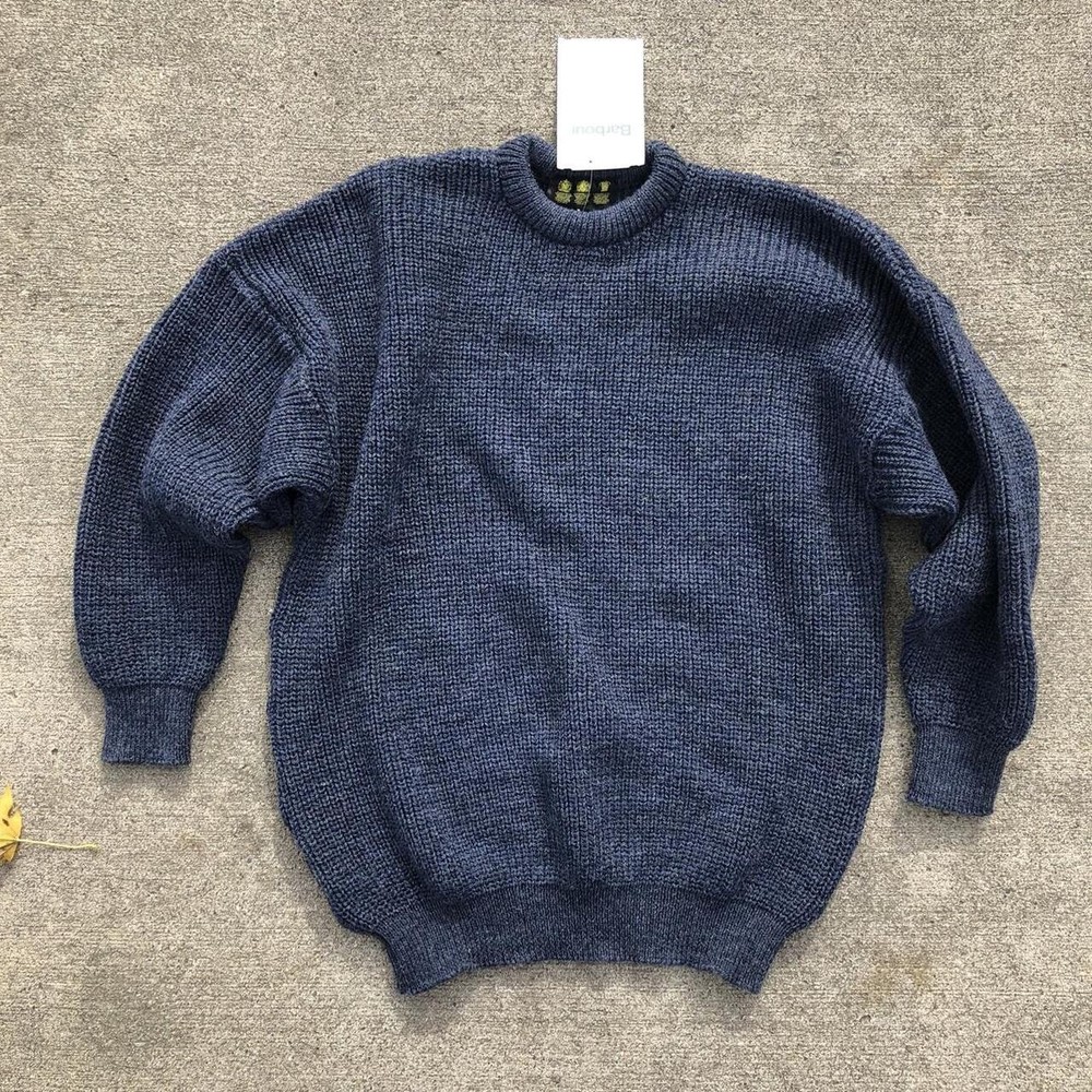 Vintage Deadstock With Tags 1990s Barbour Wool Blue Knit Sweater