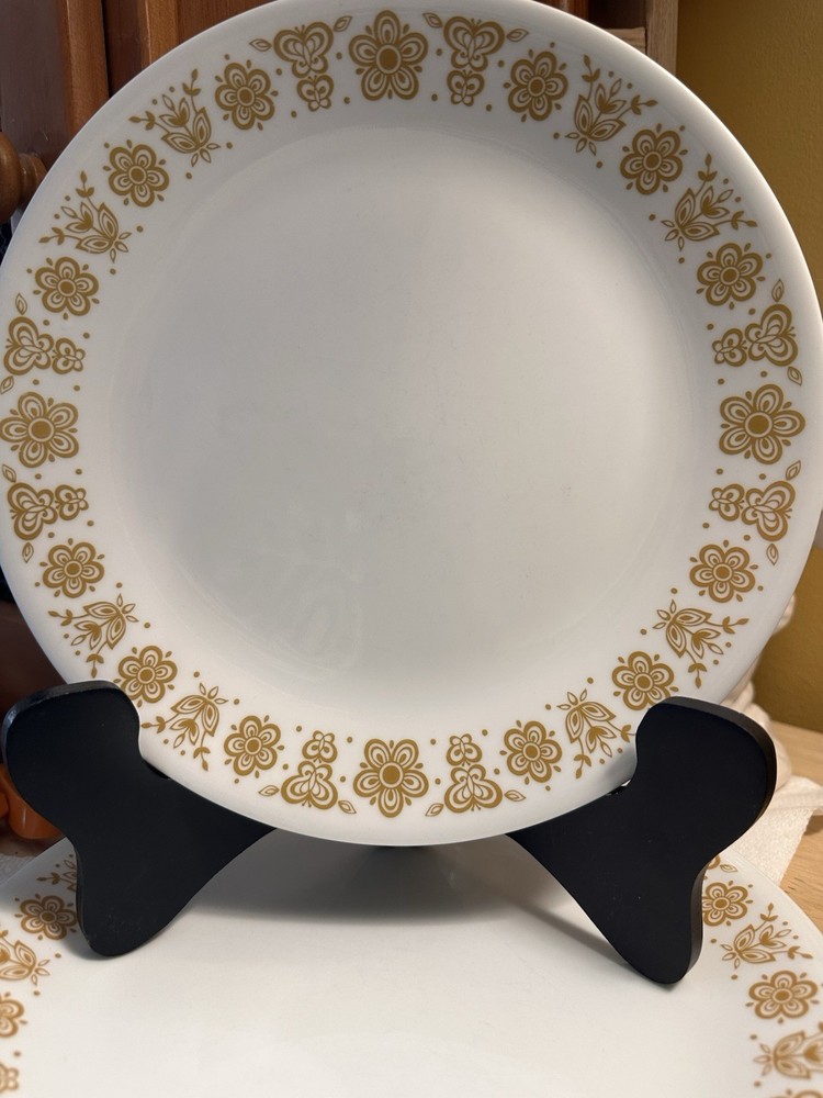 ( 6 ) Vtg Corelle Butterfly Gold Dinner Plates 10 1/4”