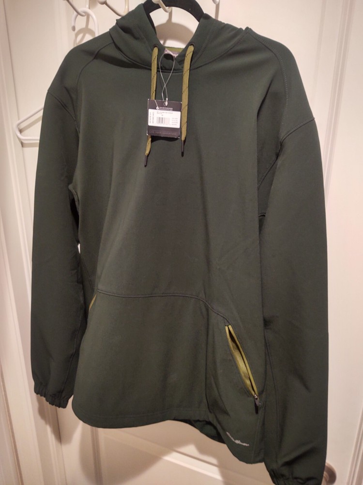 Eddie Bauer MT LS Camp Tek Hoodie Men's M Dark Olive Water resistant Zip pockets