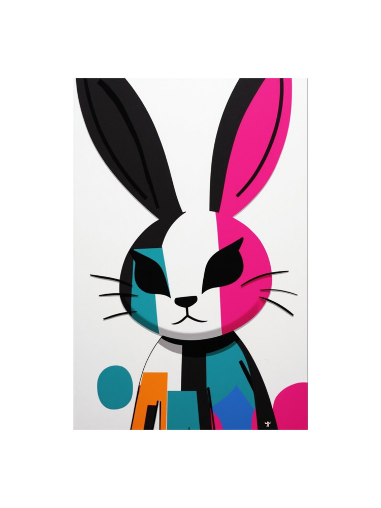 Bunny Rabbit Stencil Pop Art Re-Print Stretched Canvas Ready to Hang 12x16