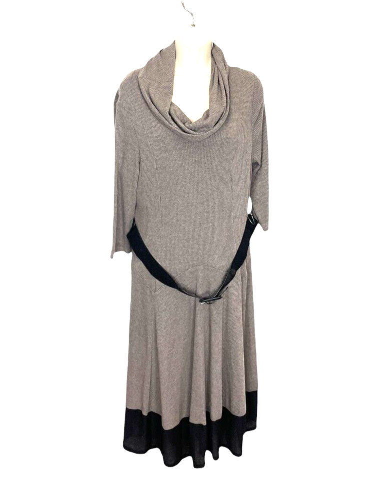 Robbie Bee dress sz 1 X gray black knit midi modest academia career church READ