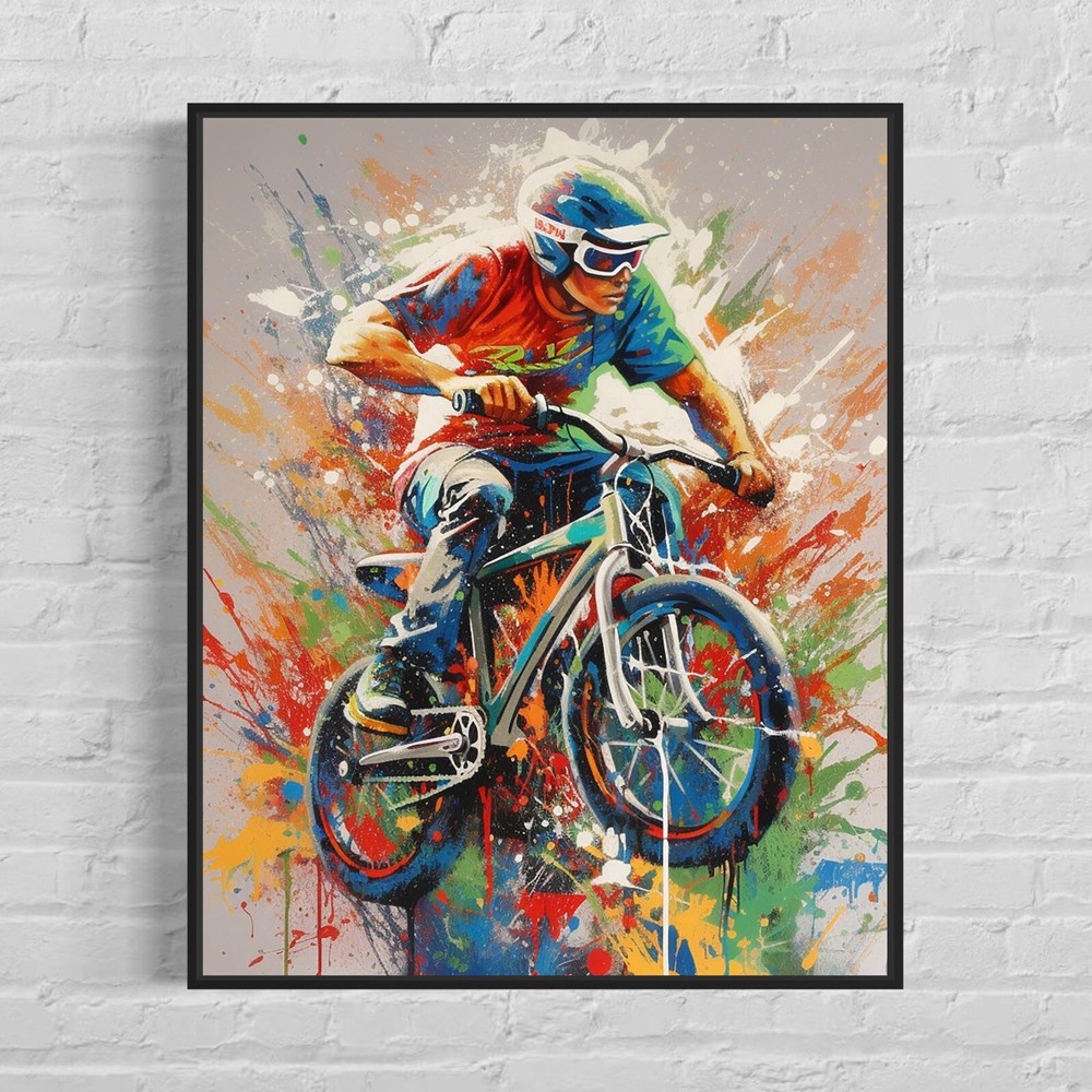 BMX Motocross Colorful Abstract Photo Art Print Poster Wall Art Painting