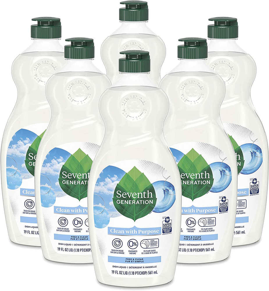 Seventh Generation Dish Liquid Soap Free & Clear liquid soap Pack of 6 Dishwa...