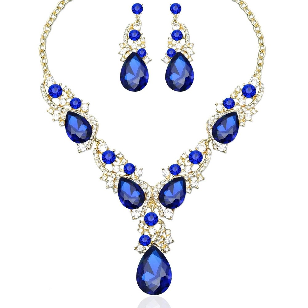 CSY Luxury Austrian Crystal Necklace Earrings Rhinestone Bridal Wedding Party...