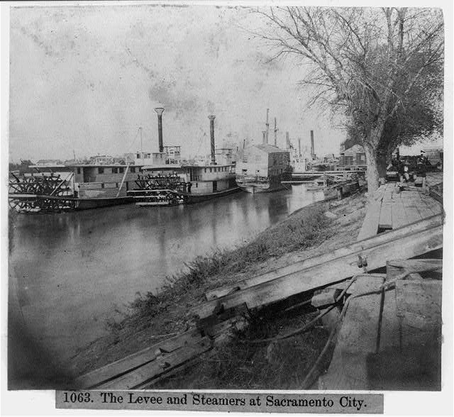 Photo:The Levee,Steamers at Sacramento City,California,CA,1866,riverboats
