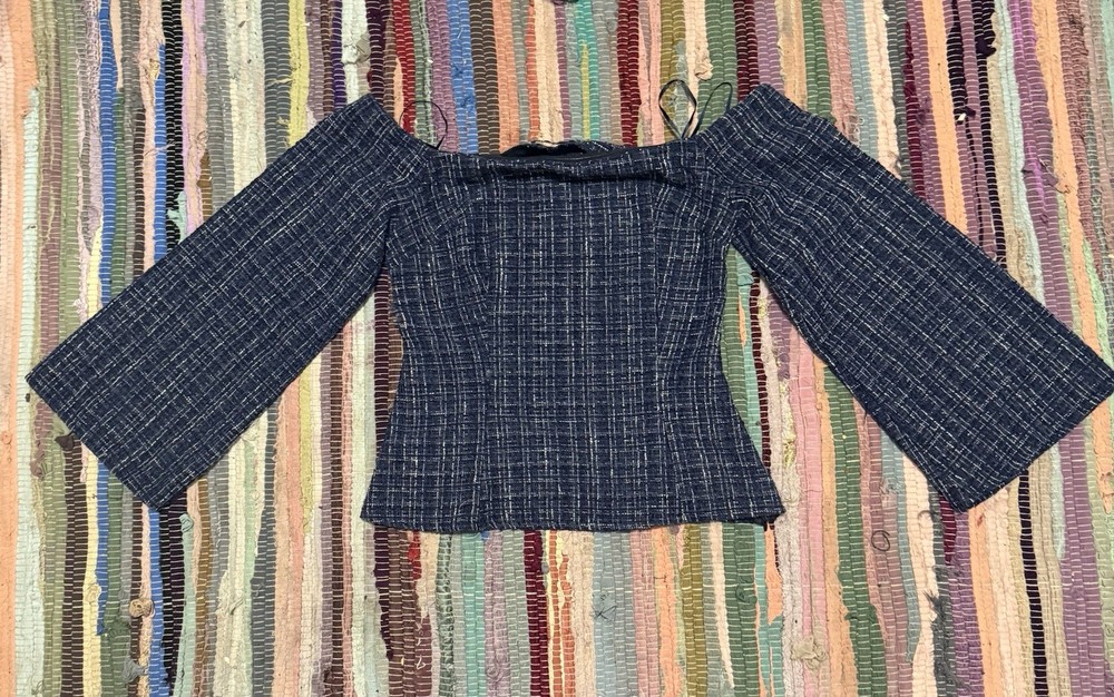 ZARA Textured Tweed Off the Shoulder Top-Size XSmall
