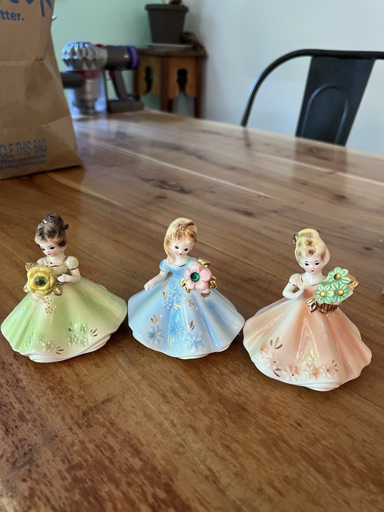 Josef Originals Set Of 3 Birthstone Girl Figurines Vintage Japan