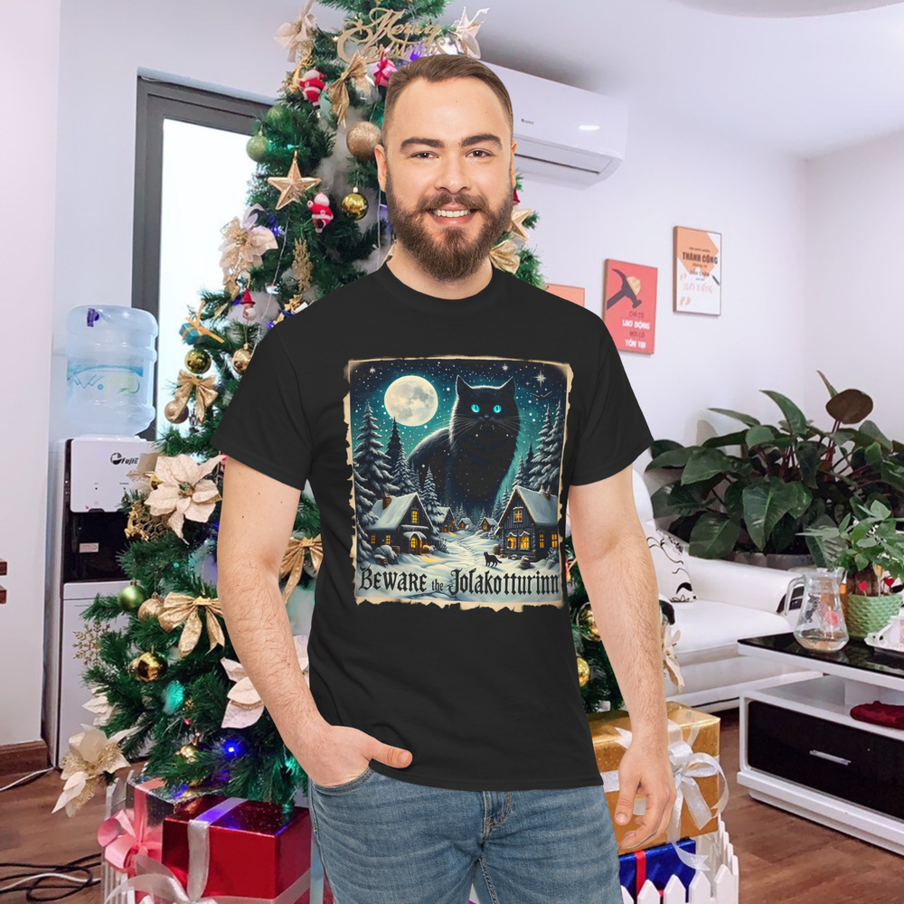 Beware The Jolakotturinn Yule Cat Icelandic Christmas Norse Cotton T-Shirt