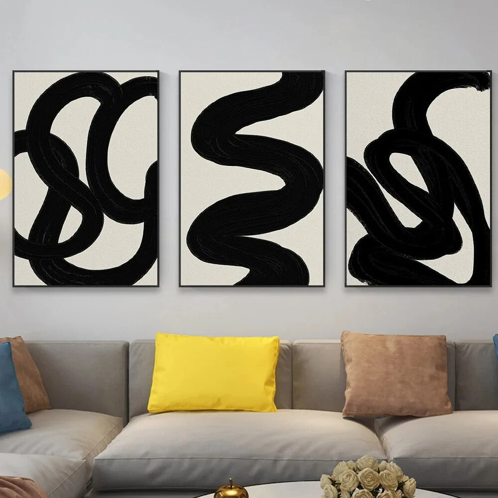 Abstract Art Canvas Wall Art Set 3 Piece Decor for Living Dining Room 19x27''-image
