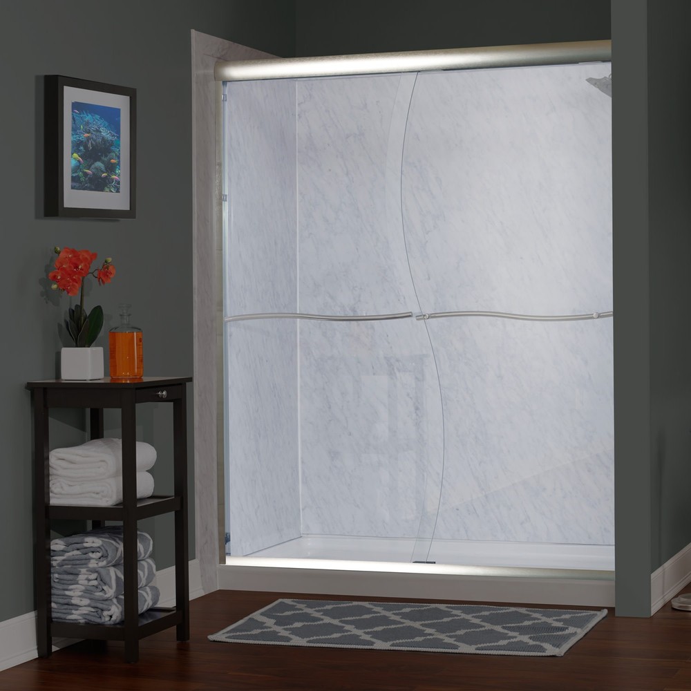 Miseno MSDS6072Q 72-Inch Nickel Sliding Framed Shower Door 58-60 Inch Width