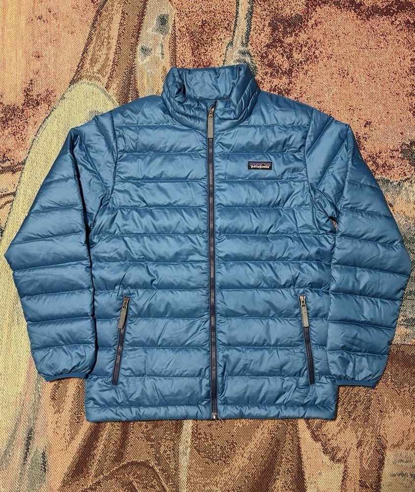 Patagonia Kids Down Puffer Jacket Size Large 12 Blue Excellent Condition