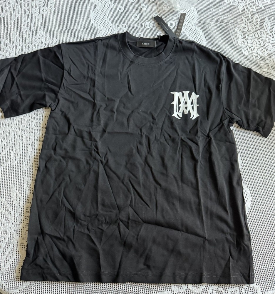 AMIRI Men's Black Graphic Logo Print Crewneck Short Sleeve T-Shirt M NWT