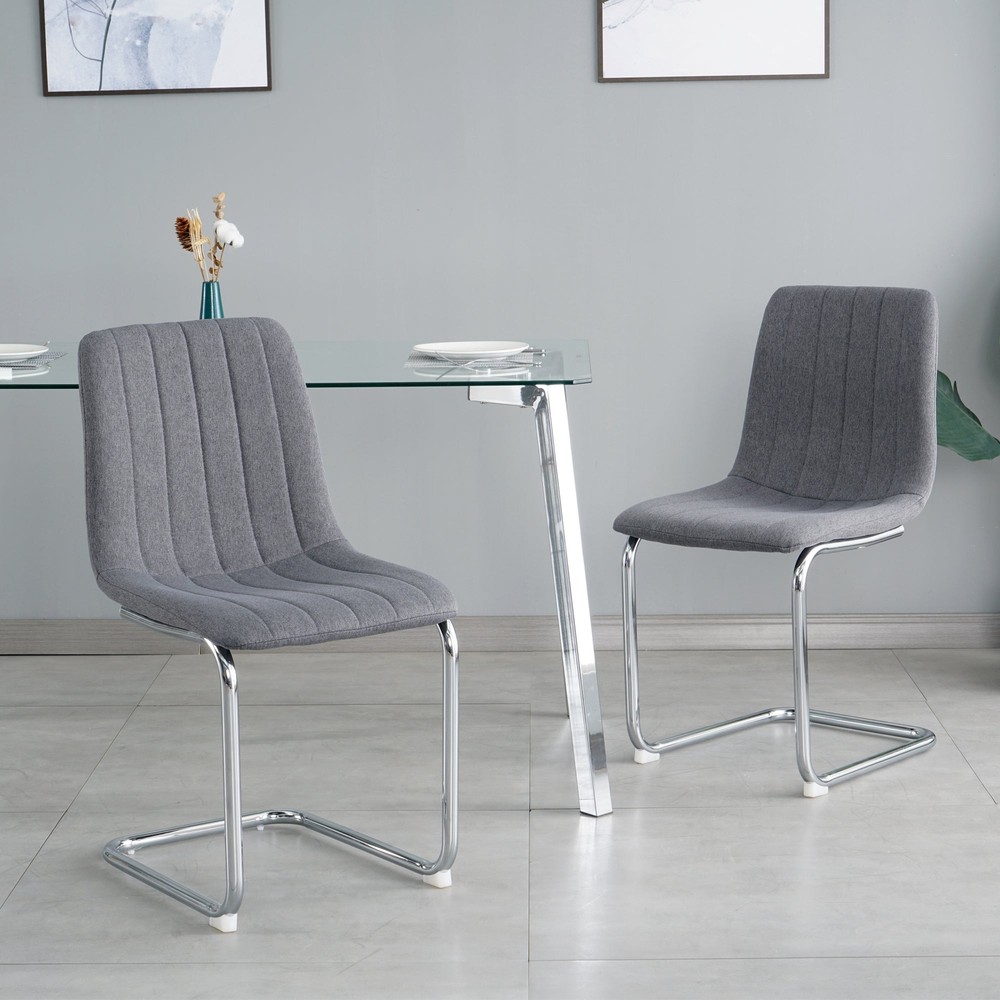 Sleek Modern Dining Chairs Set of 2 Minimalist Design