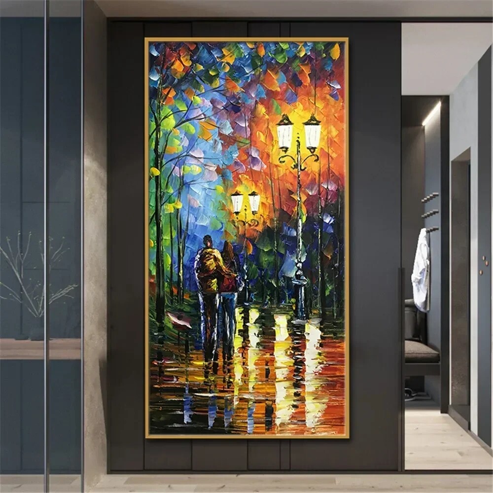 Handmade Abstract Knife Flowers Oil Painting On Canvas Wall Art Salon Forest-image