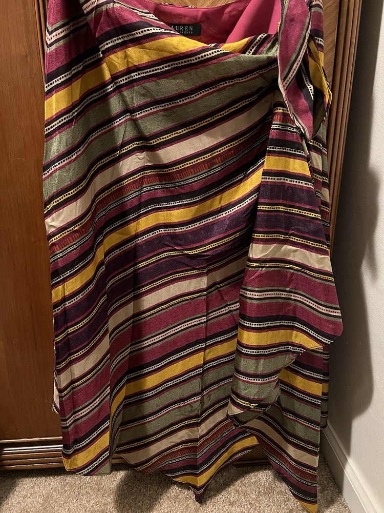 Ralph Lauren Vintage Striped Silk  Skirt Size Large Y2K Looks Perfect Free Ship