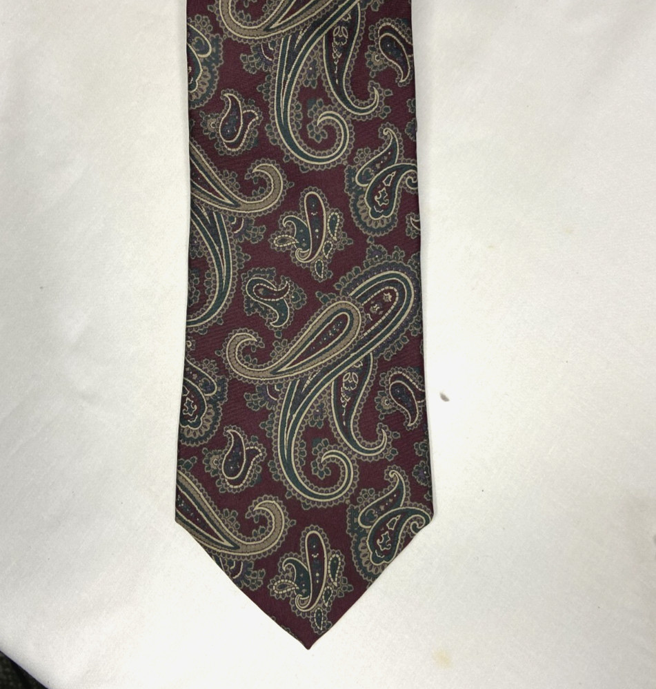 BERT PULITZER Vtg Maroon Purple Paisley Silk NECKTIE TIE