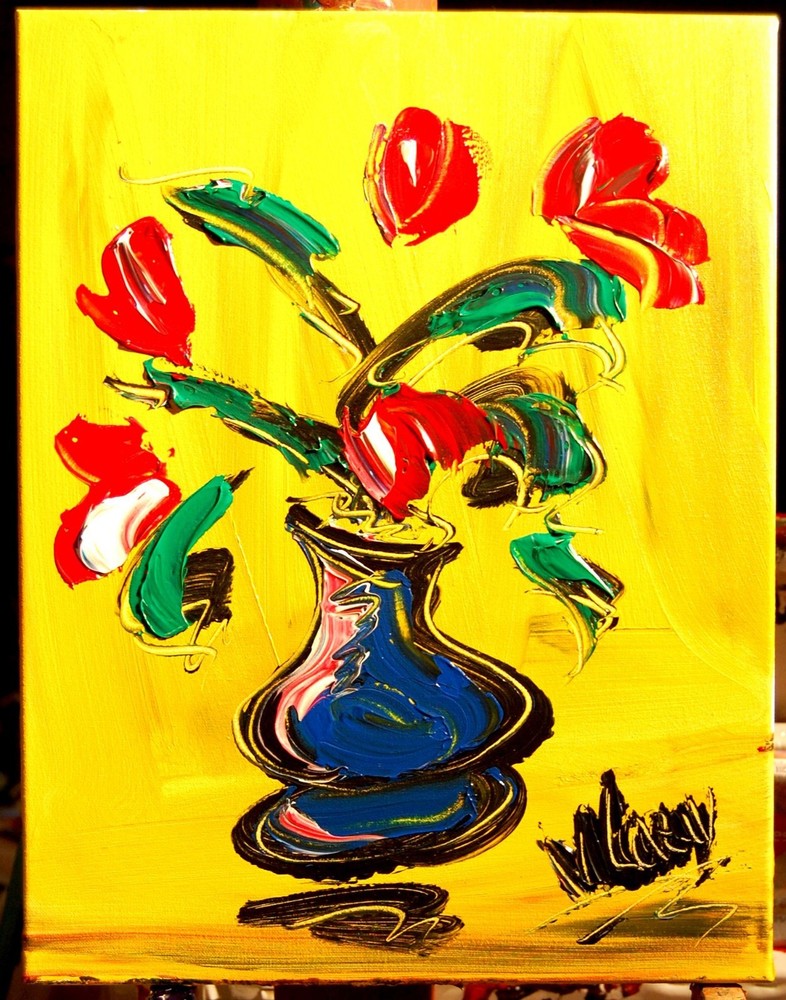 RED FLORAL by Mark Kazav  Abstract Modern CANVAS Original Oil PaiDFB