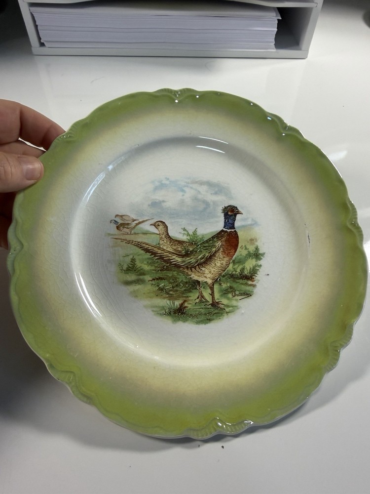 Homer Laughlin Republic Pheasant Turkey Plate Decorative Birds 8” Vintage