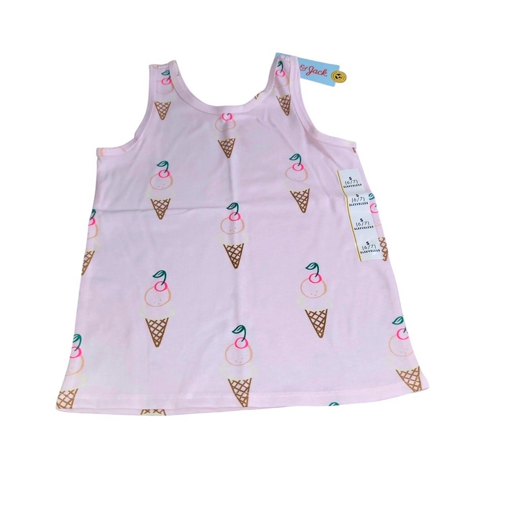 Cat & Jack Girls Pink Ice Cream Cone Print Sleeveless Tank Top Size S 6/7 NWT
