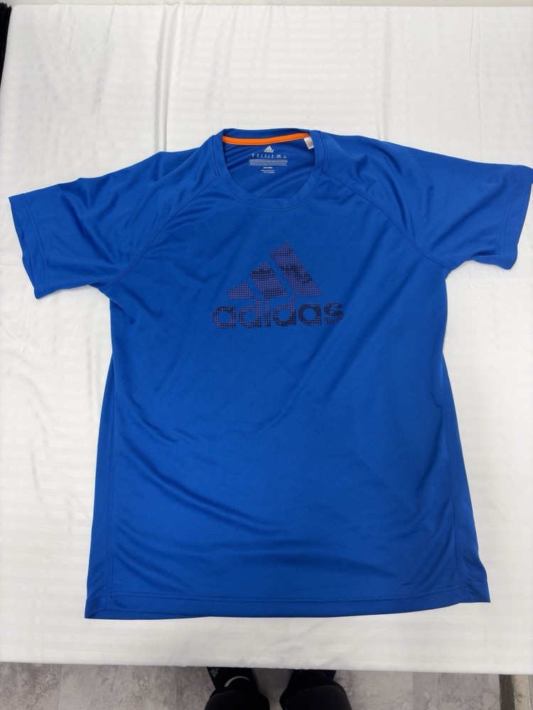 Adidas Climalite Blue Short Sleeve Mans XL Polyester Tee T-Shirt Top