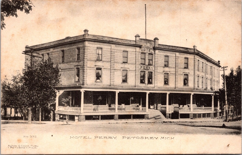 Hotel Perry Petoskey Michigan Alton G Cook Publisher Vintage Postcard