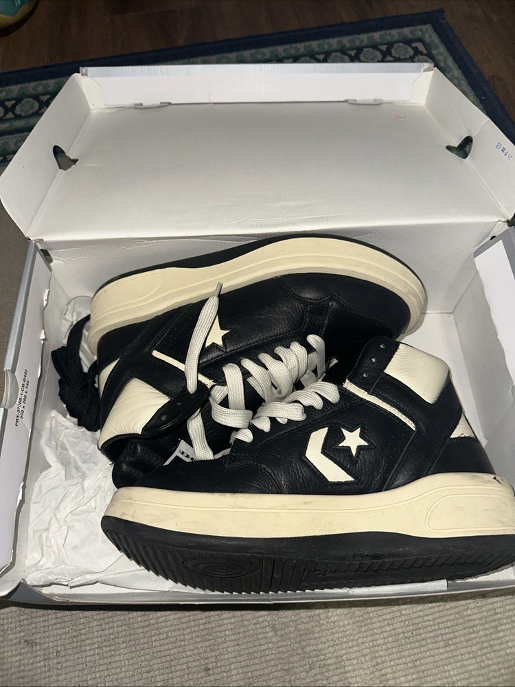Converse Rick Owens DRKSHDW TURBOWPN Mid Mens Size 9 Black White Used With Box