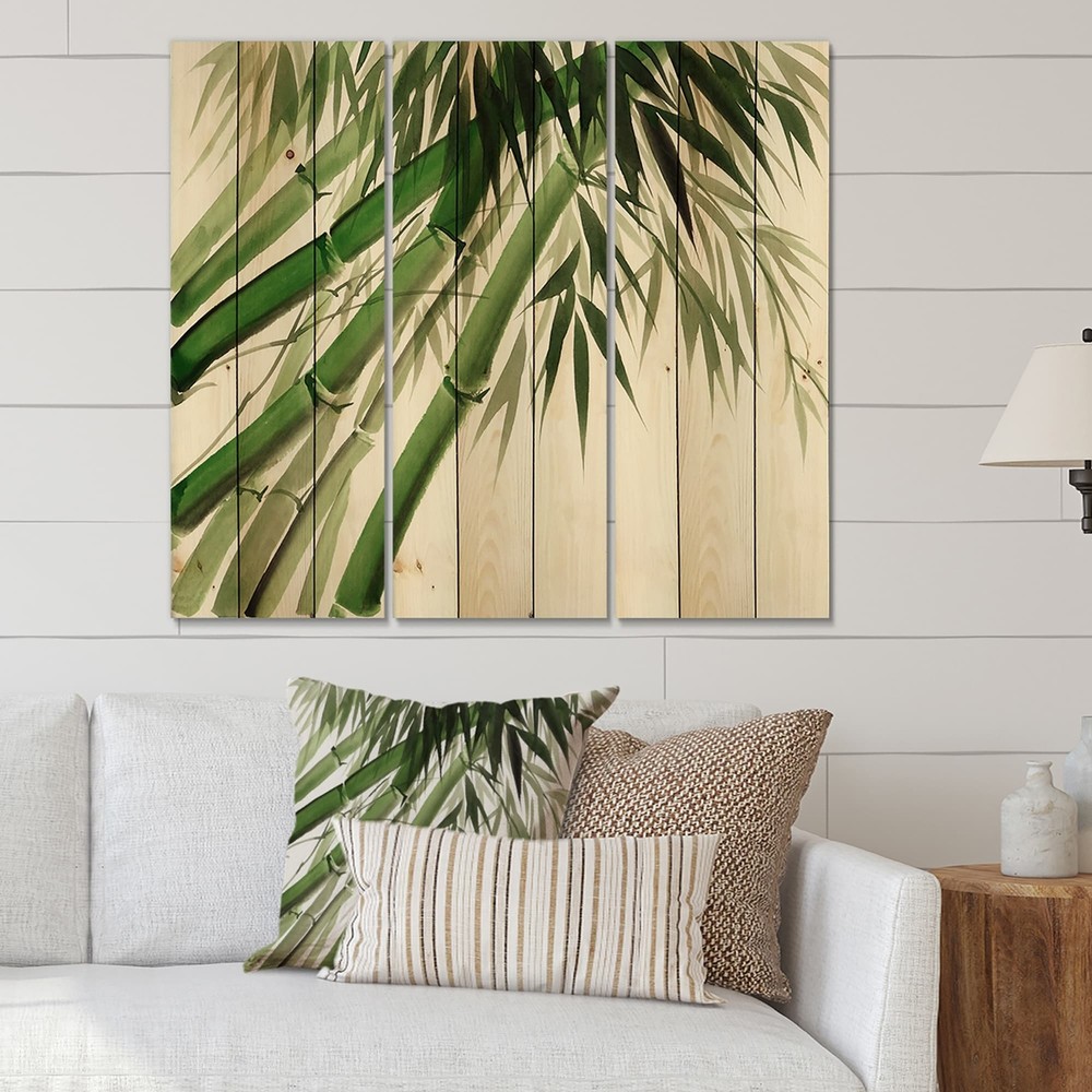 Designart 'Vintage Dark Green Bamboo' Traditional Print on